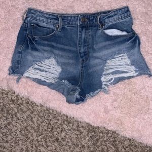 High waisted jean shorts